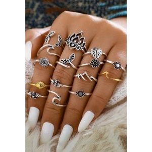 ☀️Vintage Bee Lotus Sunflower Ring Set☀️